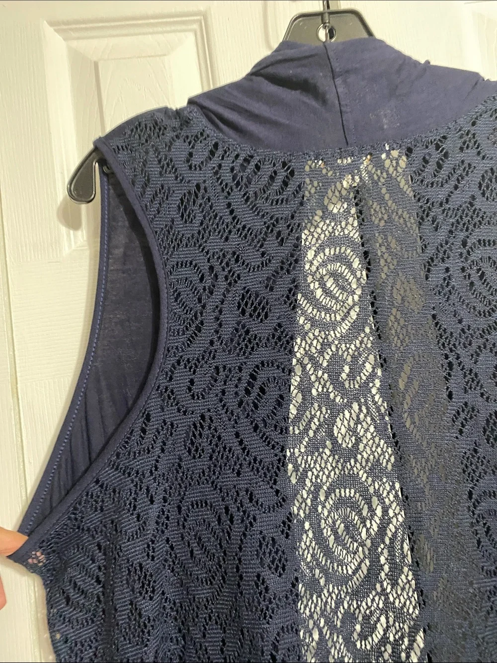 Coldwater Creek Open Front knit navy blue lightweight Cardigan top Size LARGE - Picture 5 of 9